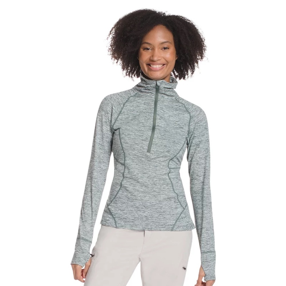 NWT Eddie Bauer Solstice Half Zip Long Sleeve Marbled Active Top